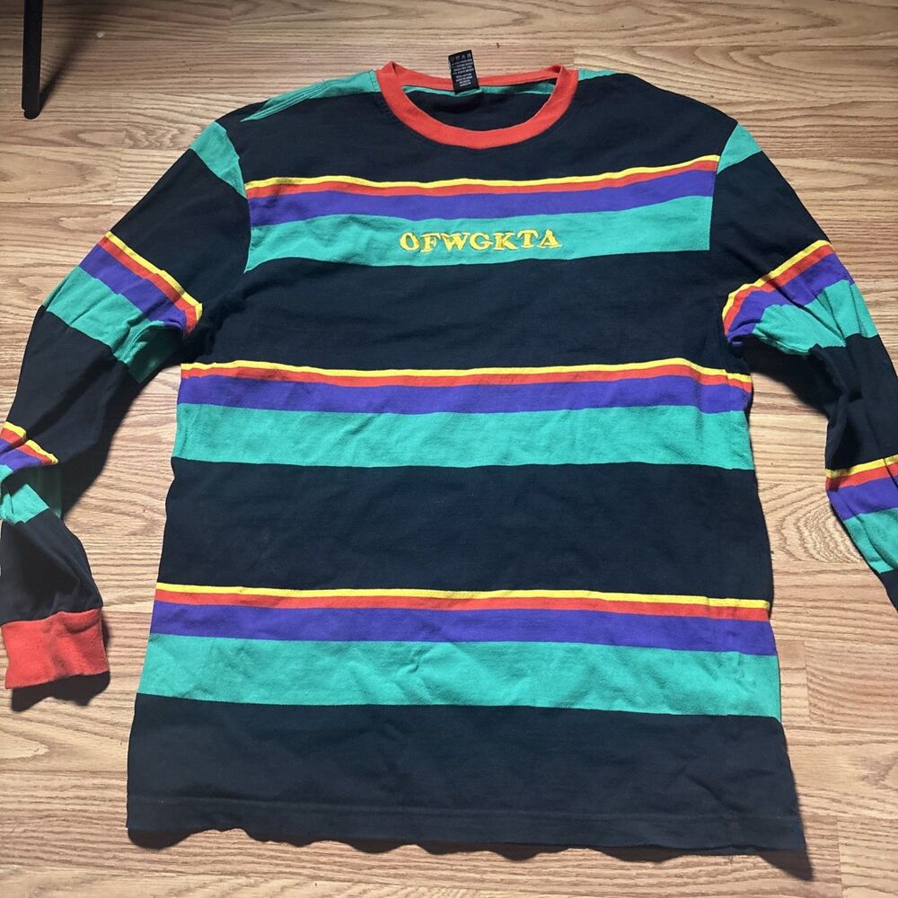 Odd Future Multi Stripe Black Long Sleeve Knit Shirt OFWGKTA Size Large